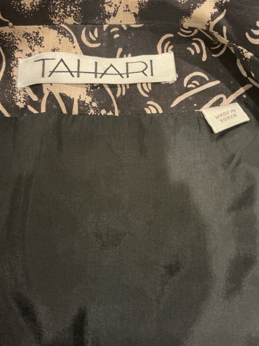 Tahari Black Beige Floral Blazer Women’s Size 2 Linen Lightweight Chic Jacket - Picture 7 of 8